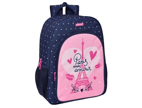 Mochila Escolar SAFTA Paris (Rosa - Azul marino - Poliéster 300D)