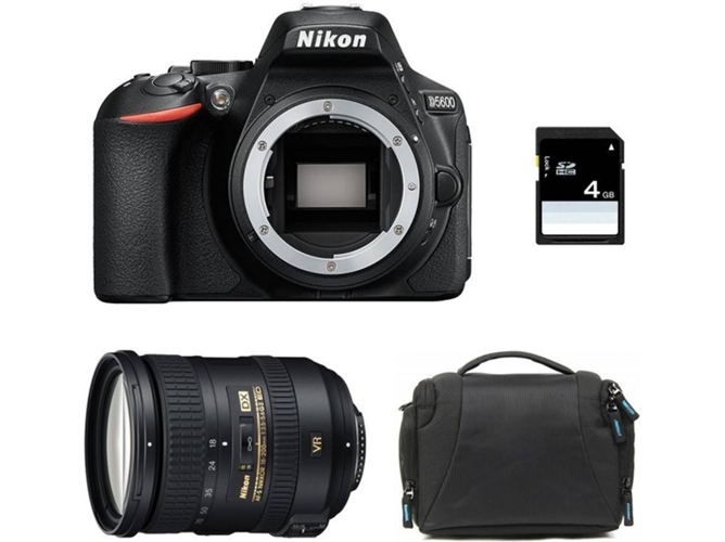 Kit Cámara Réflex NIKON D5600 + 18-200 VR + Bolsa + SD 4Go