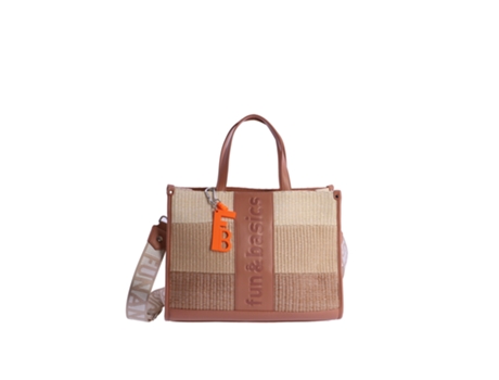 Bolsa de Mano para Mujer FUN&BASICS (33 x 13 x 25 cm - Rafia - Multicolor)