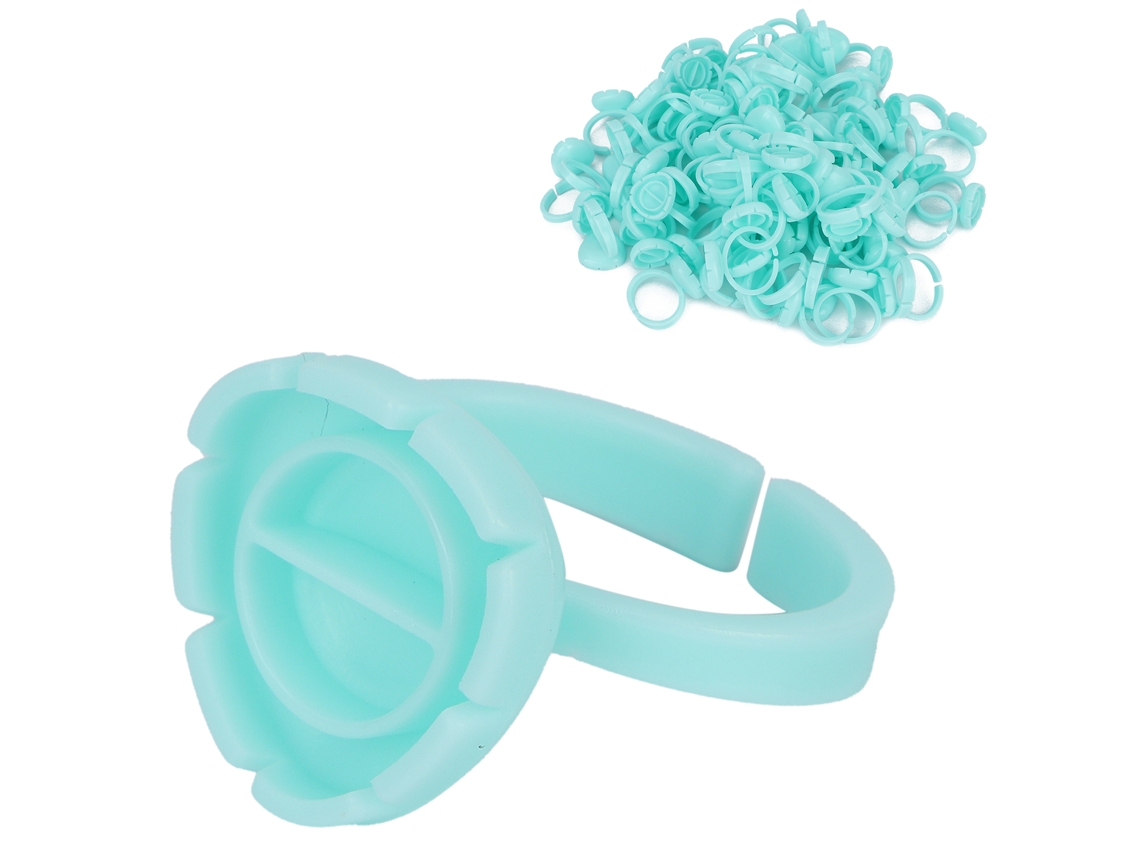 100 Unidades De Vasos Portapegamento Para Extensiones De Pestañas, Modelo Quick Blossom, Color Azul Claro.