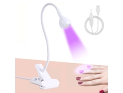 Mini lámpara de manicura UV LED, muy adecuada para manicuras de gel, con clips de seguridad y luz LED giratoria.