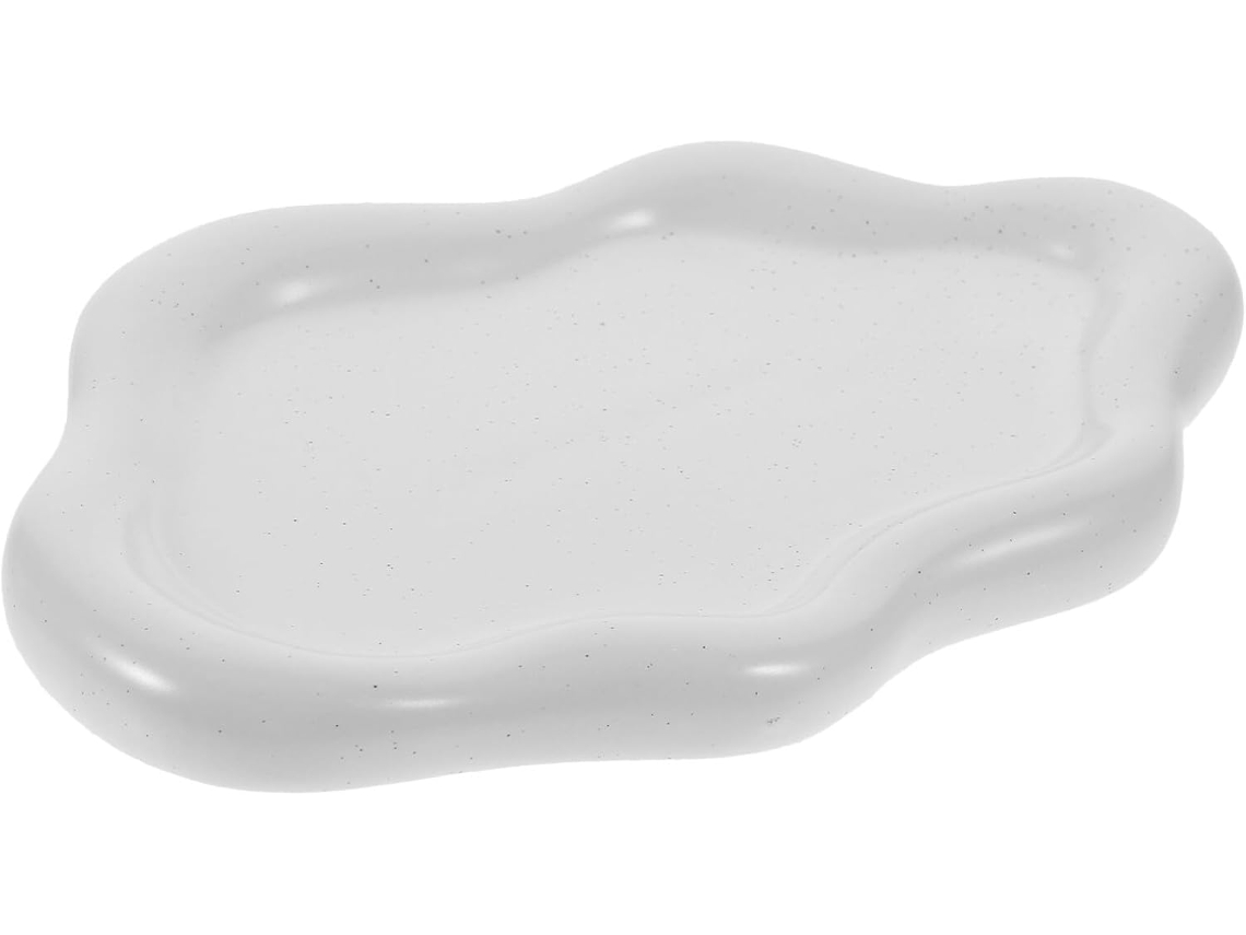Plato De Cerámica Para Joyas Nuobesty, Forma De Nube, Blanco Con Puntos Grises, Pequeño Plato Decorativo Para Baratijas.