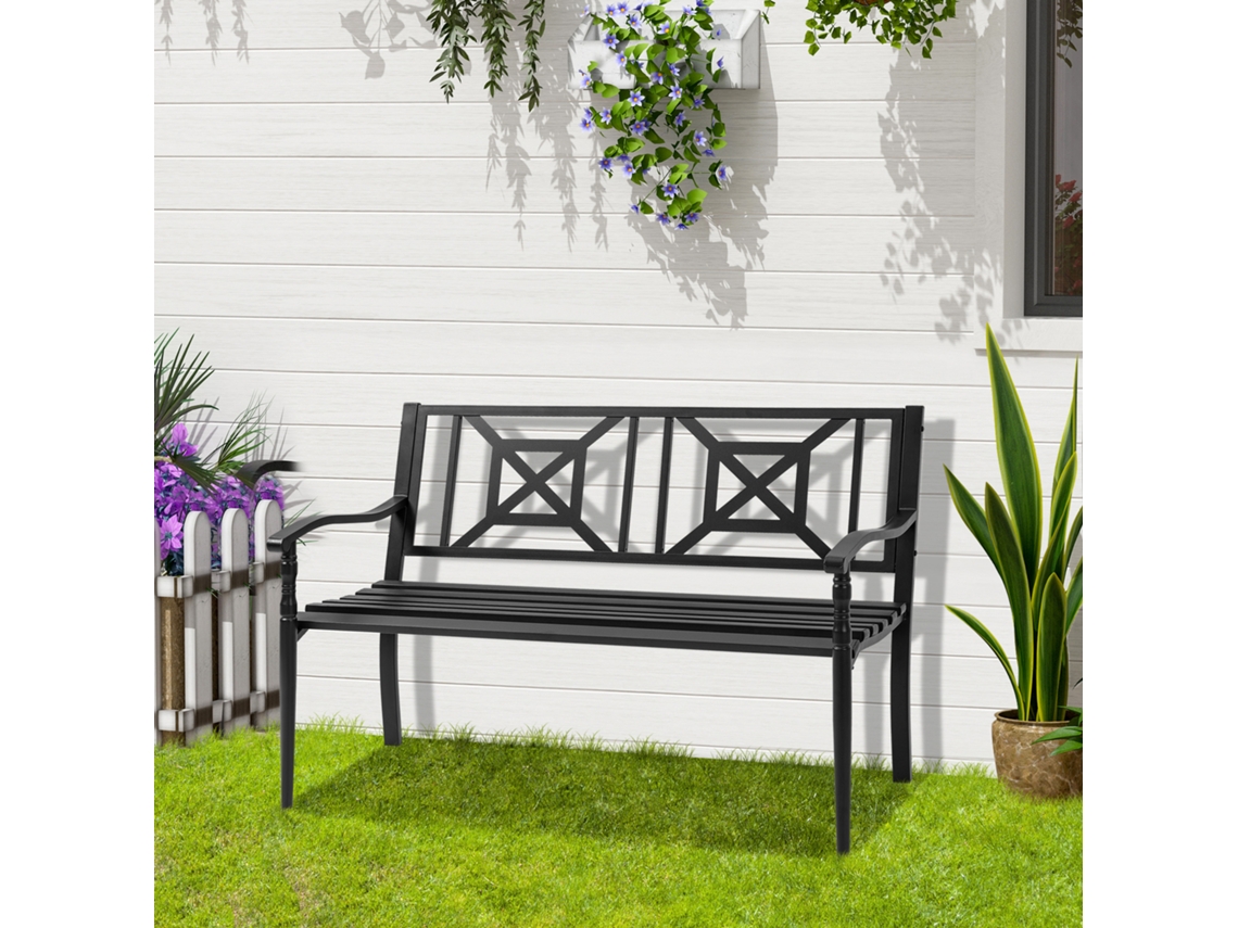 Banco de Jardim de 2 Lugares, Aço, Apoios de Braço e Encosto, Carga 240 kg, 128x62,5x81,5 cm PMM CAPITALI