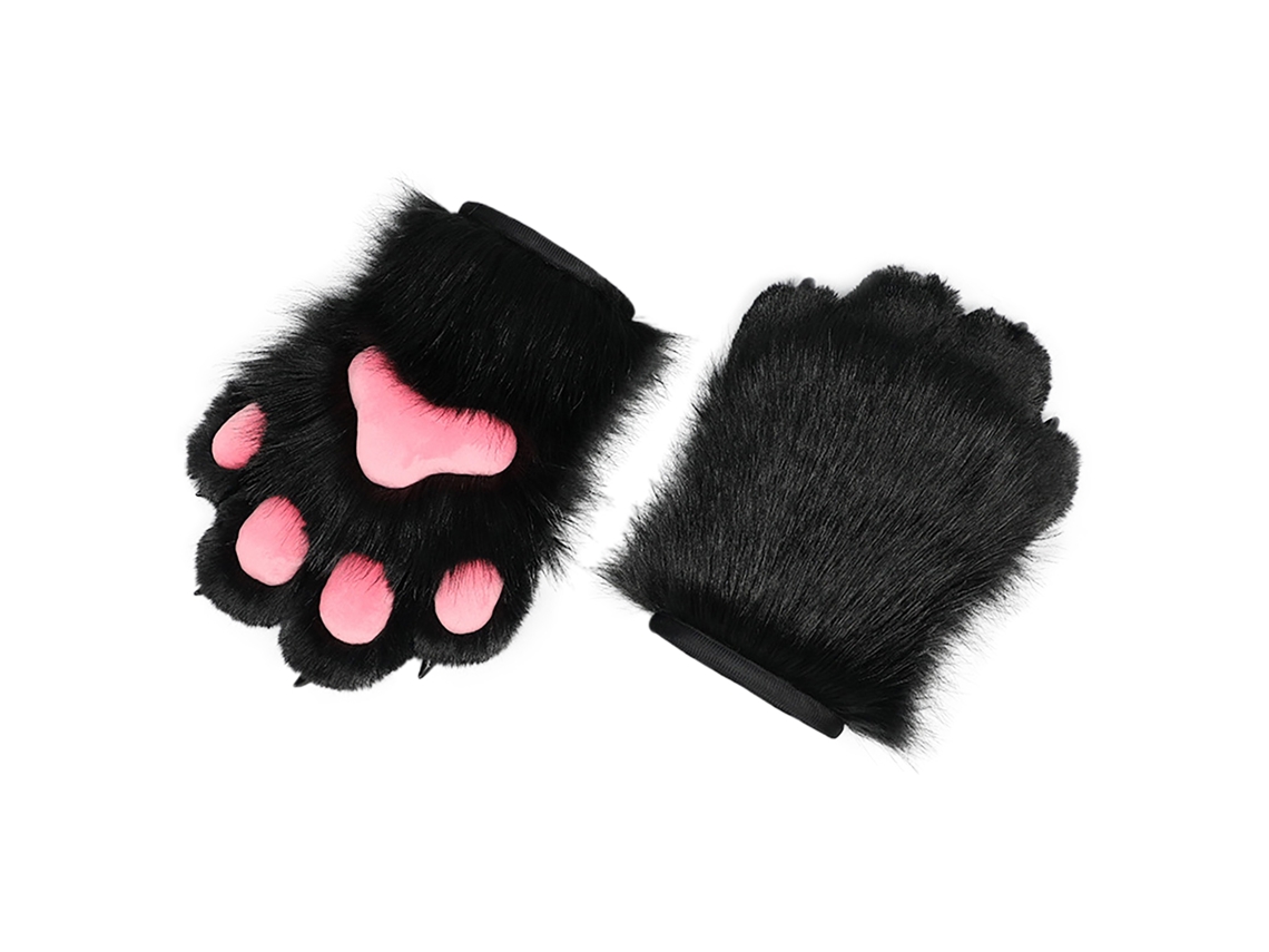 Guante de uñas de peluche con dedos al descubierto, accesorio de fantasía