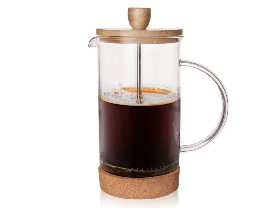 Cafetera de pistón Orion de 400 ml con vidrio de borosilicato y tapa de bambú