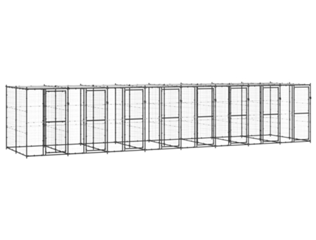 vidaXL Perrera de exterior de acero con techo 19,36 m²