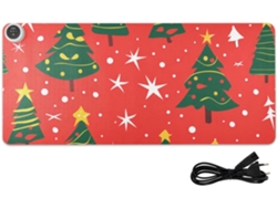 Besportble Alfombrilla De Ratón Calefactable De Poliuretano Con Estampado De Árbol De Navidad Sobre Fondo R...
