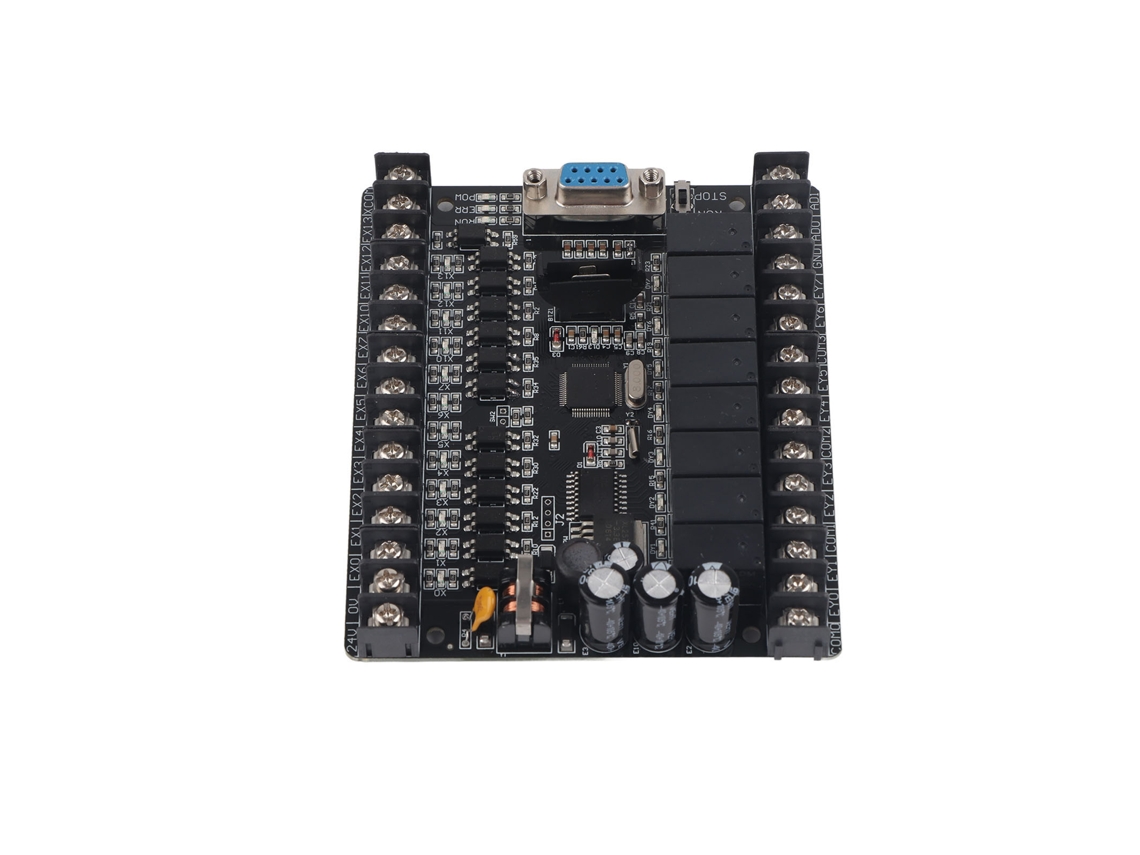 Placa de control PLC industrial con descarga y monitorización en línea.