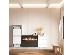 Zapatero, 224x145x35 cm, Dormitorio, habitación, Chimenea eléctrica XXL, Cómoda, Cajonera, Blanco SKRAUT HOME