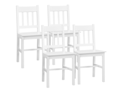 Juego De 4 Sillas De Comedor De Pino Blanco Para Cocina.