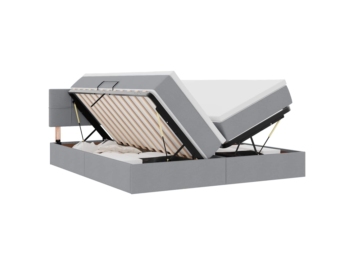 Maison Exclusive - Cama De Almacenamiento Led Con Colchón Gris Claro 180 X 200 Cm
