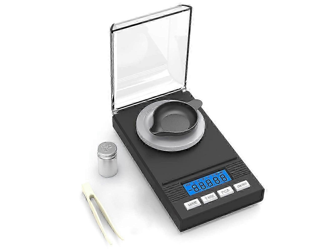 Báscula de precisión portátil de miligramos de 0,001 g con pantalla LCD para laboratorio