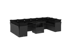 Maison Exclusive - Set De Sofás De Jardín 11 Pzas Y Cojines Ratán Sintético Negro