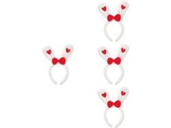4pièces Diadema Oreilles De Lapin Peluche Avec Nœud Accessoire Fête Et Pour Pâques Cosplay
