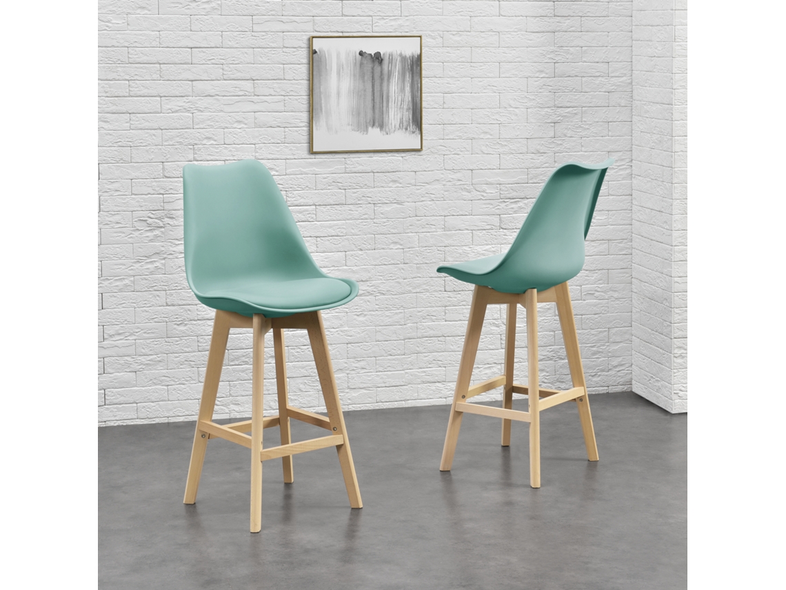 Conjunto de Cadeiras de Jantar [EN.CASA] Lublin Verde menta (Couro sintético, Faia - 105 x 48 x 58 cm)