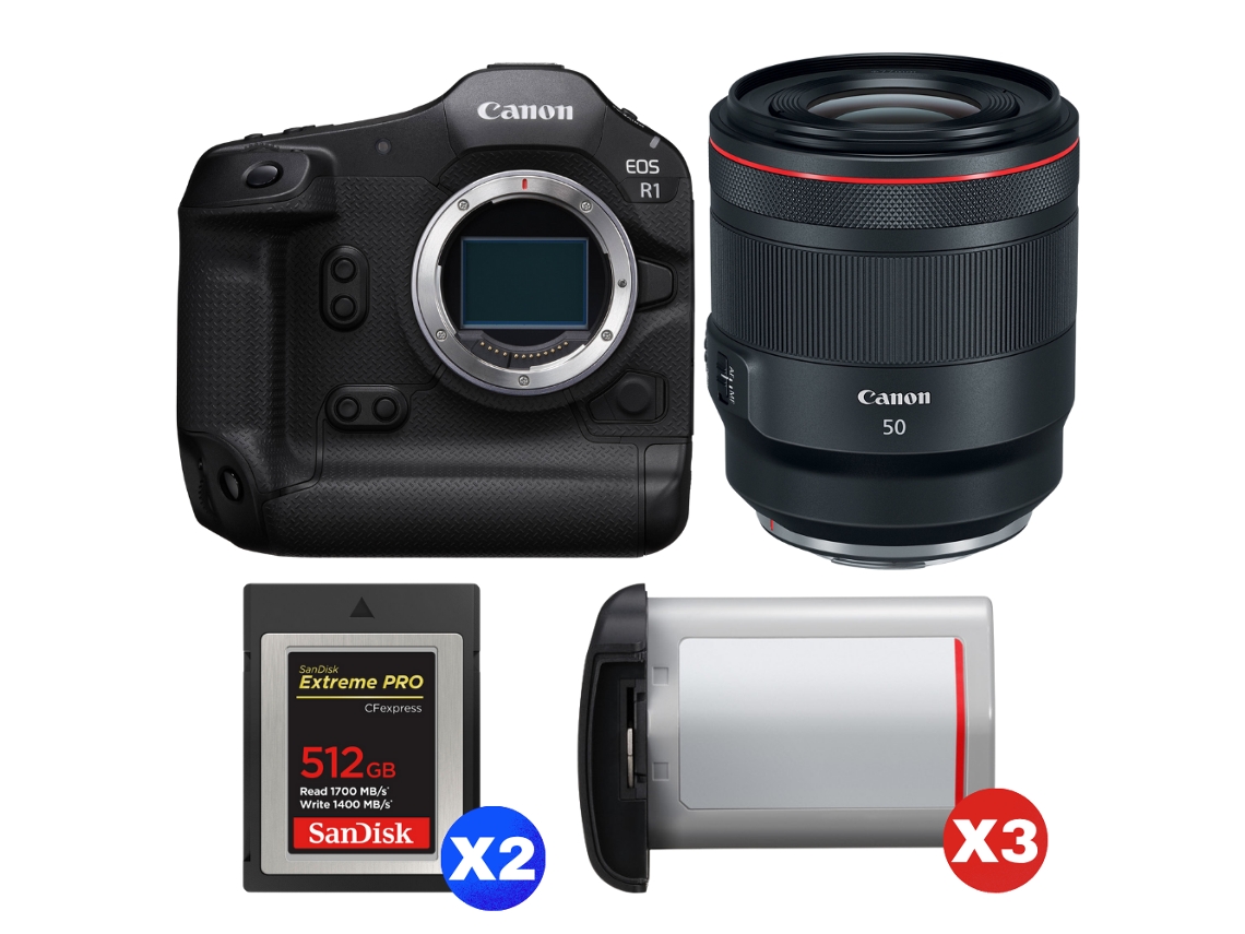 Canon Eos R1 + Rf 50mm F/1.2 L Usm + 2 Sandisk 512gb Extreme Pro Cfexpress Type B + 3 Canon Lp-e19 + Ebook “20 Consejos Para Fotos Que Impactan”