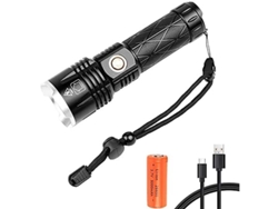 Linterna Led Recargable Usb, 30000 Lumens, 5 Modos, Zoom, Resistente Al Agua, Banco De Energía
