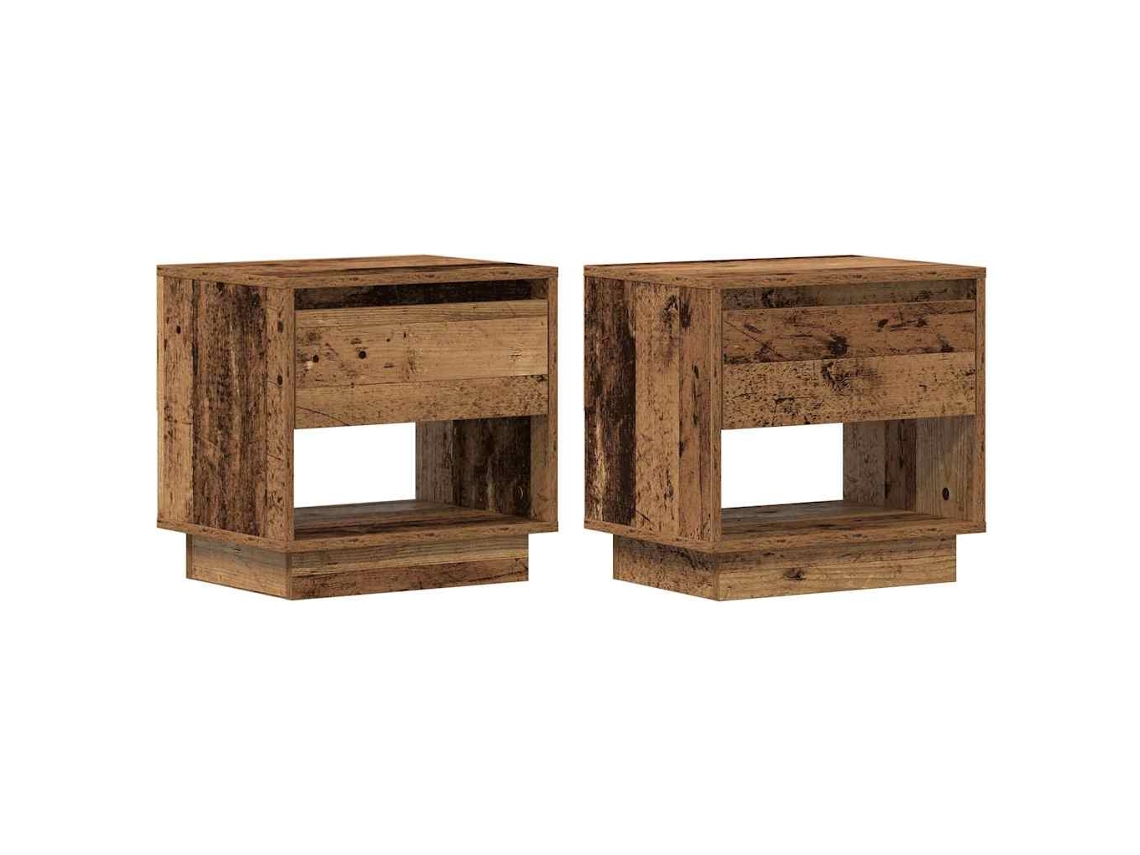 Juego de 2 mesitas de noche de madera antiguas MAISON EXCLUSIVE 45x34x44 cm