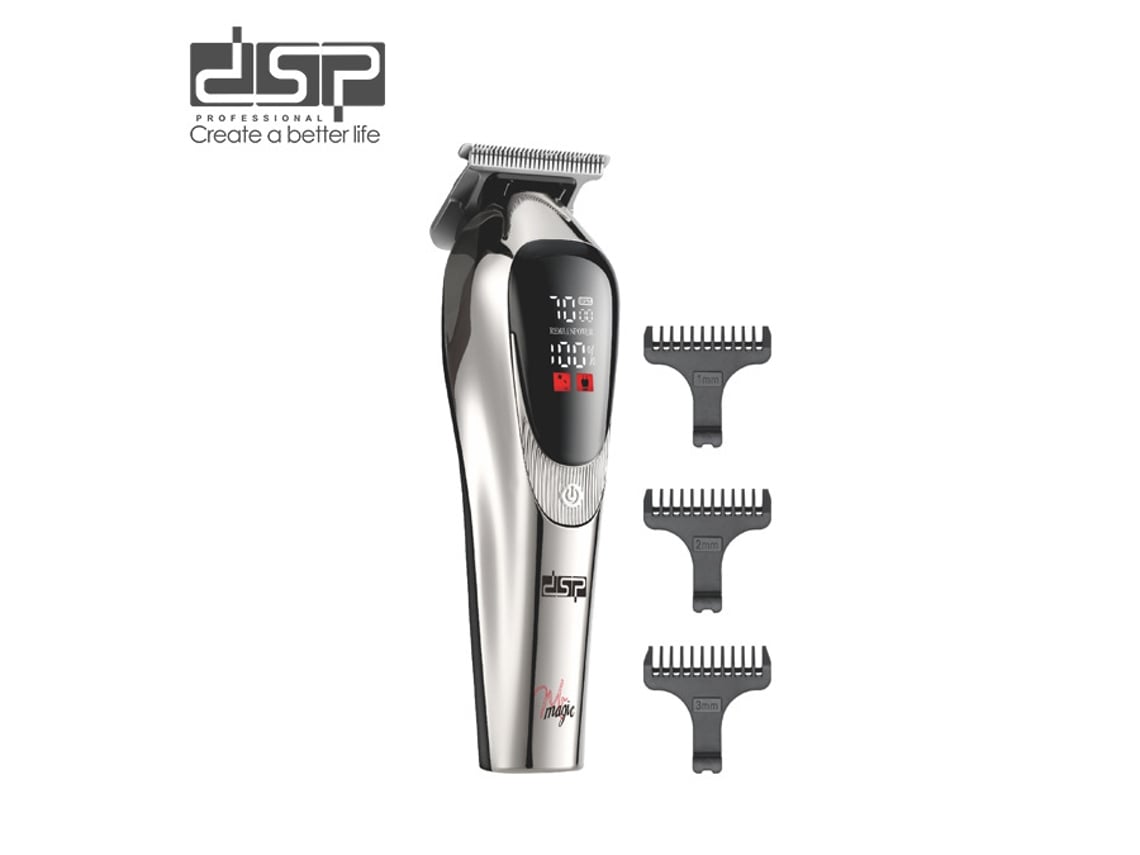 Máquina de cortar cabelo com visor digital, recarregável via USB, aparador multifuncional com gravação para raspar a cabeça.