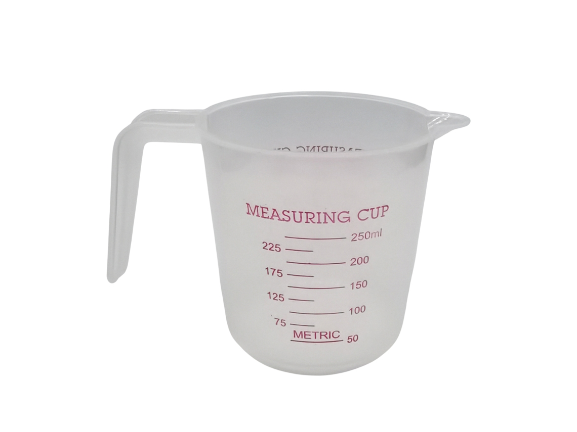 Juego de vasos graduados de plástico de 250 ml y 500 ml para cocina, ideales para cocinar, horno, mezclar y medir.