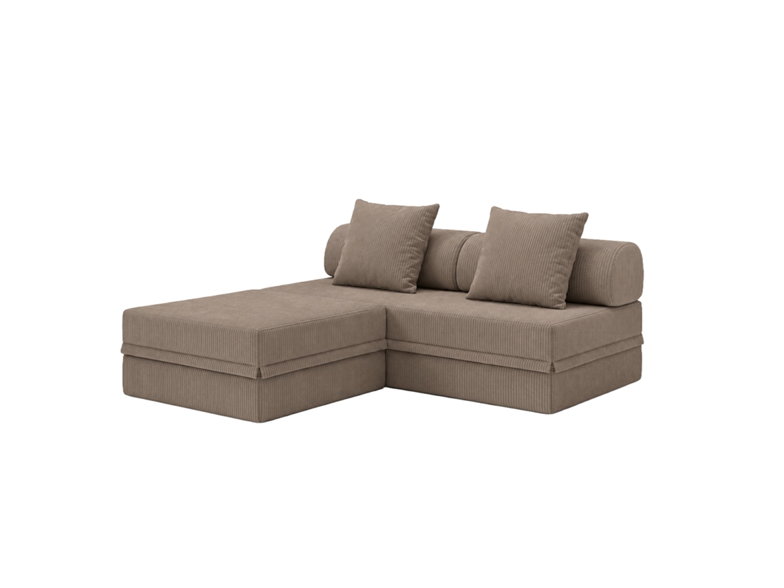 Sofá Modular 3 Lugares+ Puff Convertible Veludo Regular Taupe