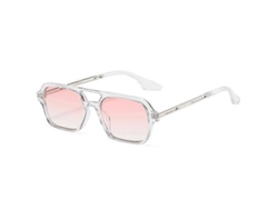 Gafas de sol estilo aviador para mujer, estilo retro, montura doble, lentes rosadas degradadas, modernas, estilo retro, azules.