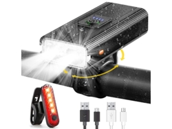 Juego de luces LED para bicicleta, recargables, delanteras y traseras, impermeables, para todo tipo de bicicletas Yizhood (negro)