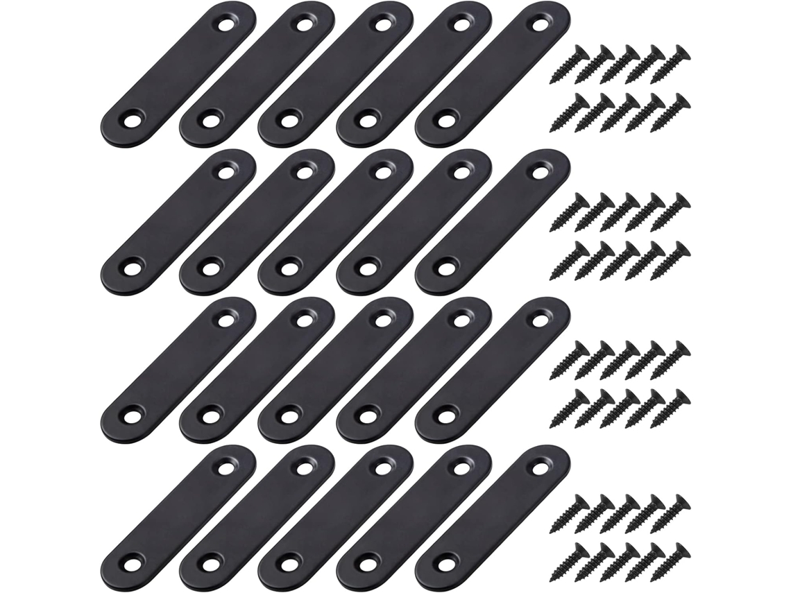 Repare Y Refuerce Los Soportes De Sus Muebles Con Tirantes Rectos De Acero Inoxidable. Soportes Recubiertos De Negro Fáciles De Instalar Para Una Ampl