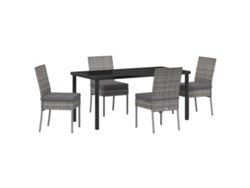 Conjunto de comedor de jardín vidaxl 5 piezas ratán sintético gris