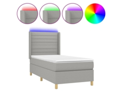 Maison Exclusive - Cama Box Spring Colchón Y Luces Led Tela Gris Claro 90x190 Cm