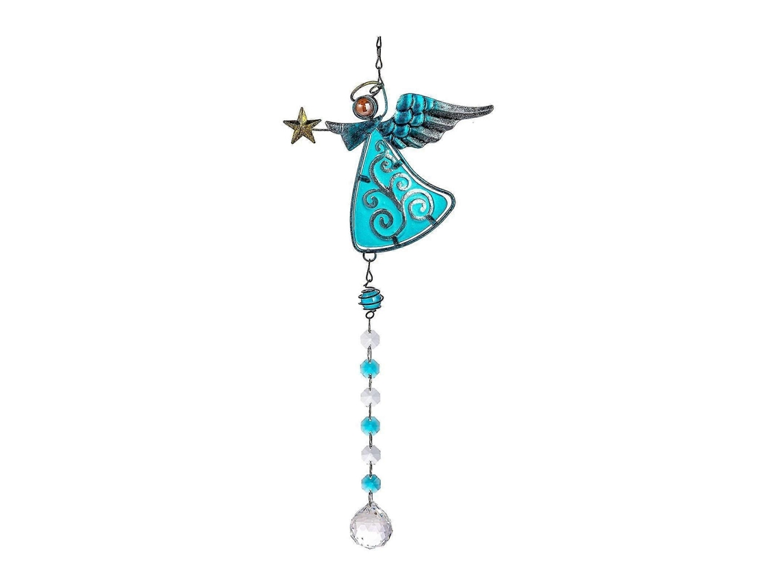 Ángel de cristal arcoíris para jardín, ventana, coche, patio, regalos, azul