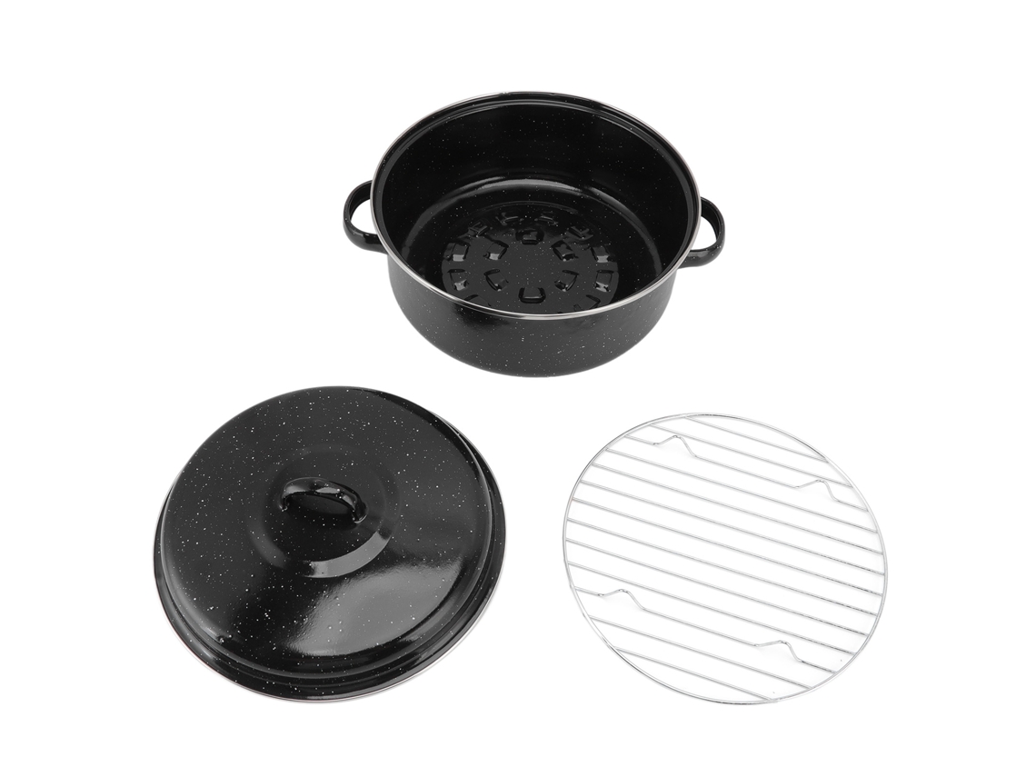 Sartén Antiadherente Con Tapa, 26 Cm, Esmalte Negro Moteado, Ideal Para Batatas, Carne Y Barbacoa.