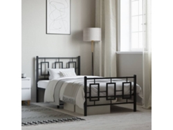 Estructura Cama Sin Colchón Con Estribo Metal Negro 90x200 Cm