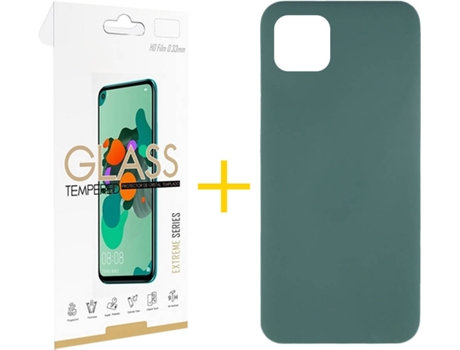 Carcasa + 1 Protector de Vidrio iPhone 13 Mini SKYHE Silicona Líquido Verde