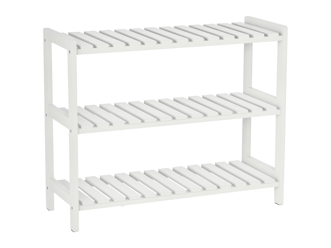 Zapatero De Madera Blanca De 3 Niveles, Con Capacidad Para 9 Pares.