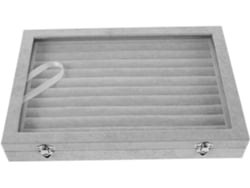 Caja Para Guardar Joyas, Expositor Para Anillos, Un Cristal, Gris.