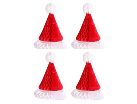 4 piezas árbol de Navidad Santa sombrero panal adornos navideños para decoraciones de fiesta de Navidad