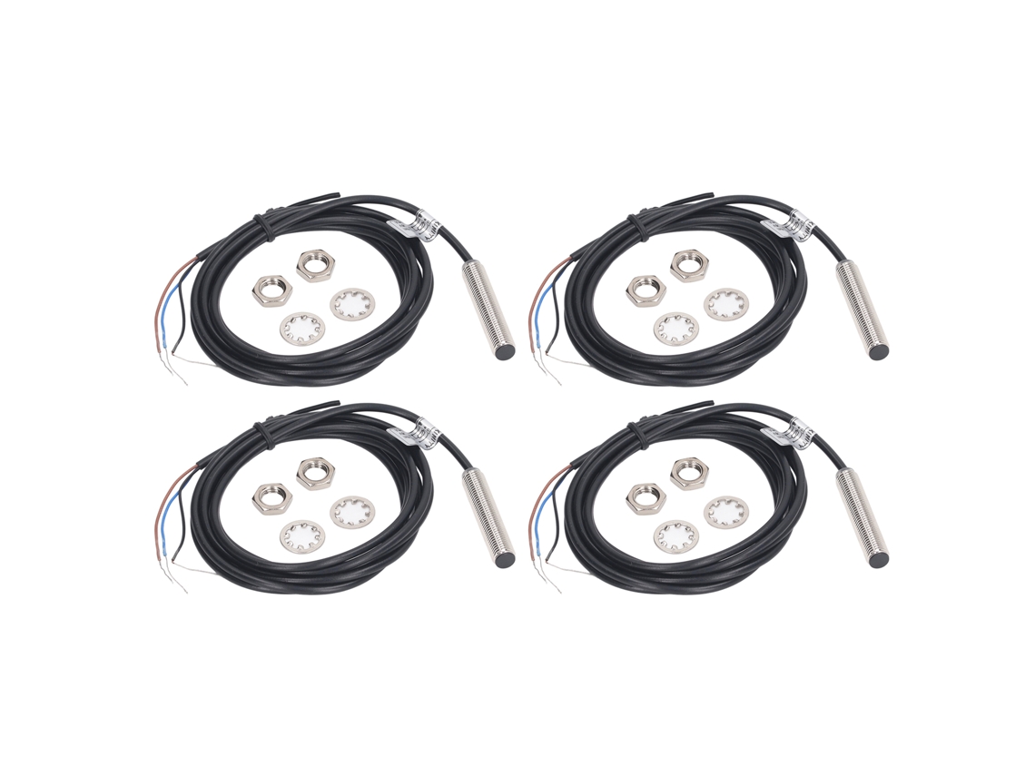 Juego De 4 Sensores De Proximidad Inductivos De 8 Mm, Pnp, 3 Hilos, Nc, Ip67, 6-36 V Cc, Indicador Led.
