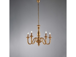 Lucca - Araña Antigua De Madera Dorada 5 Luces 116 - Ø62 - Bl271-5-or