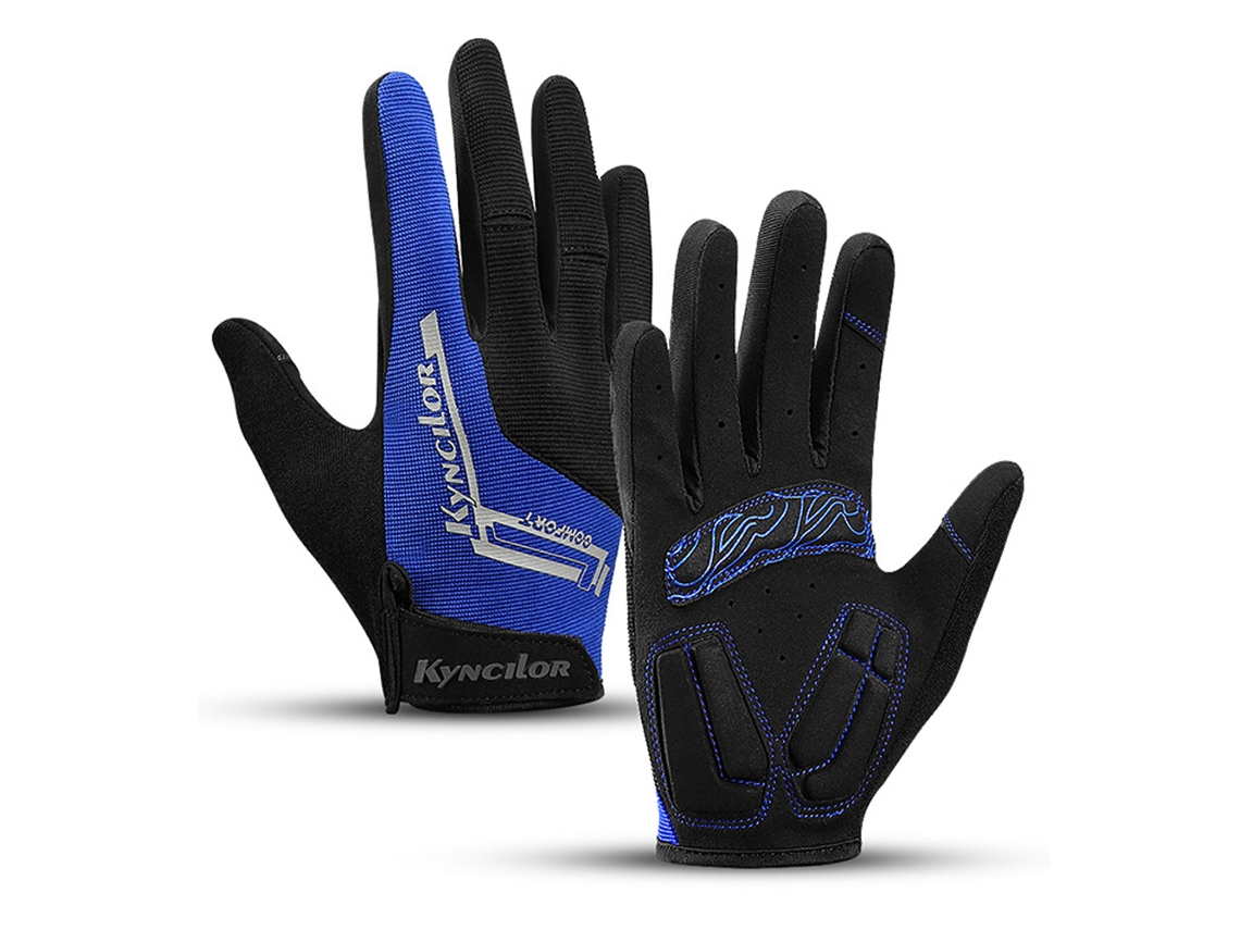 Guantes de ciclismo de montaña para hombre y mujer, antideslizantes, con absorción de impactos y para pantalla táctil (azules)