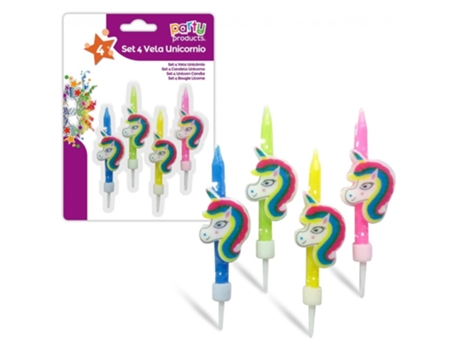 Set 4 Velas Cumpleaños Unicornio GENÉRICO