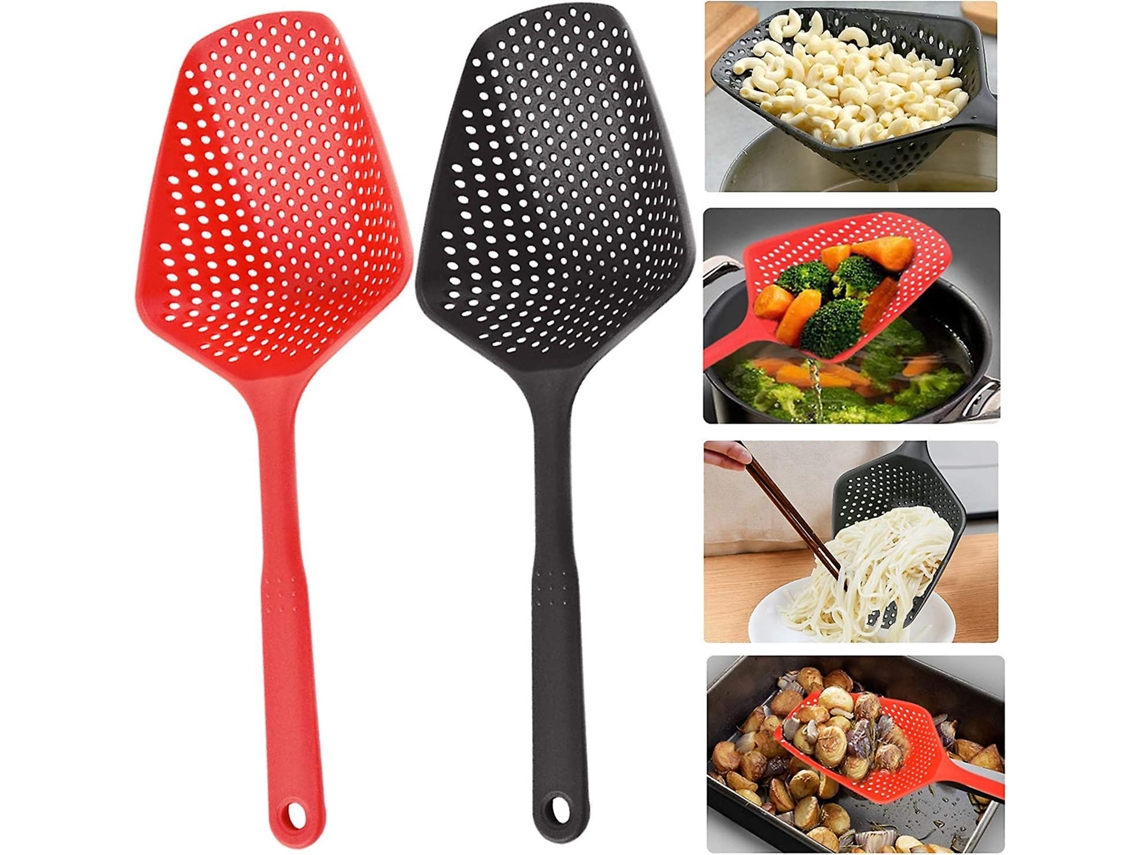 Coladeras De Cucharón Grande, Colador De Pasta 13.5", Cucharón De Espagueti, Cucharón Perforado Para Escurrir Fideos (2 Piezas)