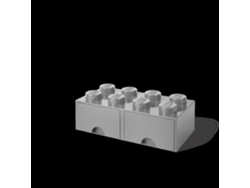 Caja de Almacenamiento LEGO Brick 8 con 2 Cajones Gris Piedra