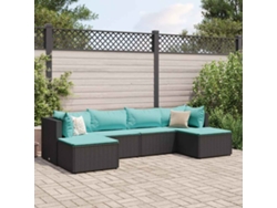 Conjunto de jardín DKD Home Decor de 6 piezas con cojines de mimbre negros