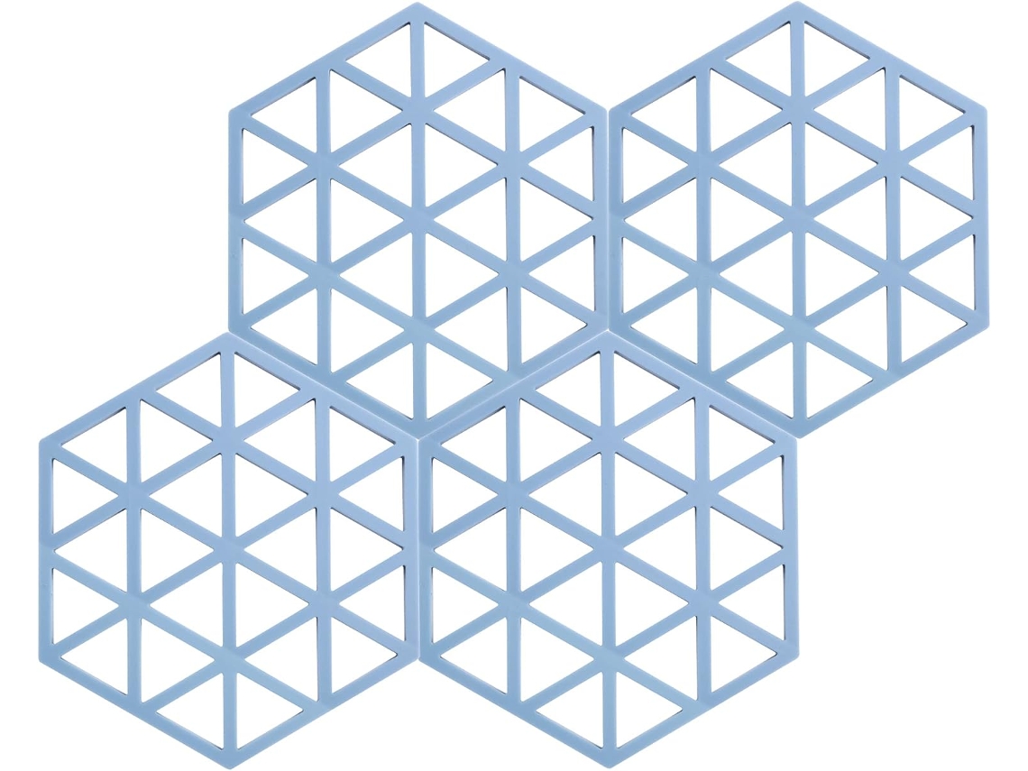 Posavasos hexagonales resistentes al calor, de silicona plegable, 4 piezas, diseño hexagonal ventilado para controlar la humedad, antideslizantes y resistentes al calor.