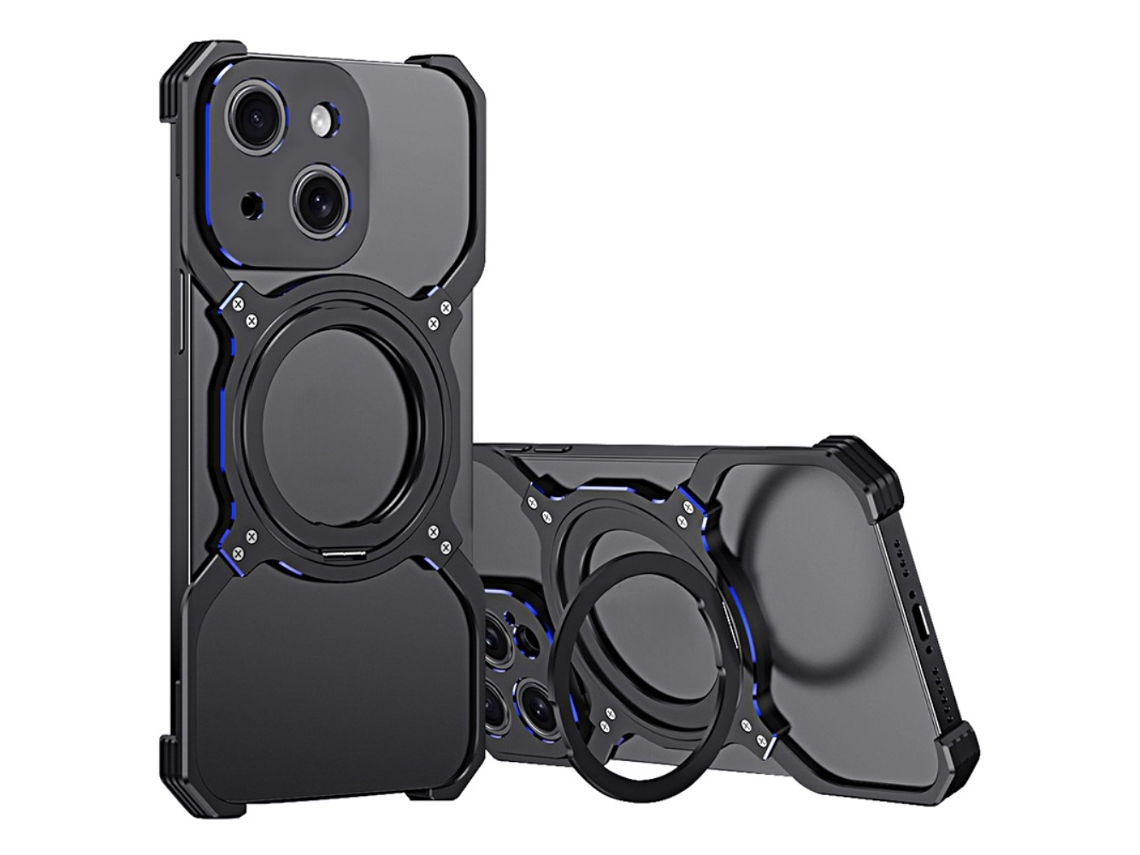 Soporte Carcasa Para Iphone 14 Metal Negro