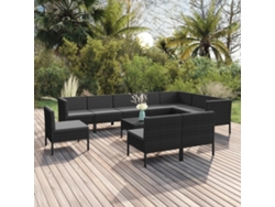 Conjunto de jardín de 11 piezas con cojines en mimbre sintético negro de DKD Home Decor
