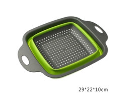 (Verde grande) Cesta plegable para lavar verduras, filtro portátil para frutas y verduras, extraíble y plegable.