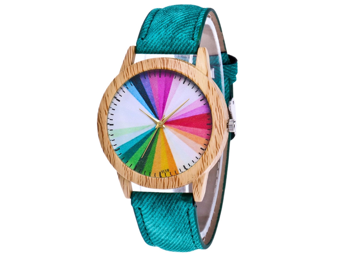 Reloj De Pulsera De Cuarzo Informal Con Correa Vaquera Verde Para Parejas, Hombres Y Mujeres.