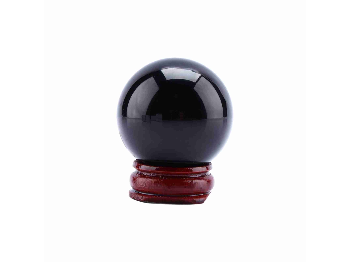 Bola De Cristal De Cuarzo Negro Natural Asiático De 40 Mm Con Base Para Decoración Y Colección.